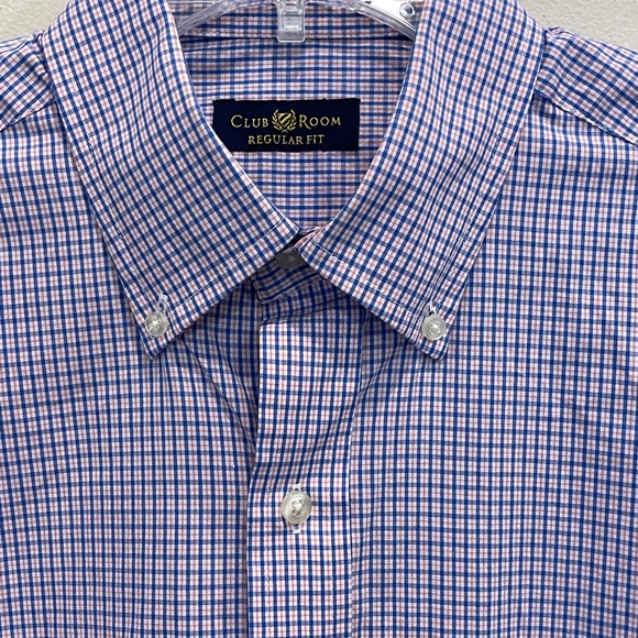 Club Room Reg Fit Pink Check Shirt - Picture 2 of 6